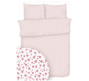 Pościel 100% BAWEŁNA KORA | 140x200cm (poszwa) + 1x 70x80cm (poszewka) | NOWA ŁACZKA CZERWONA NA BIELI