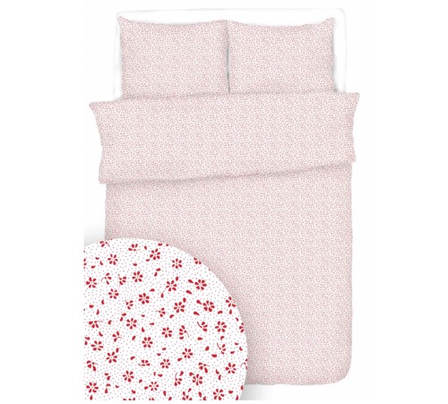 Pościel 100% BAWEŁNA KORA | 140x200cm (poszwa) + 1x 70x80cm (poszewka) | NOWA ŁACZKA CZERWONA NA BIELI.jpg