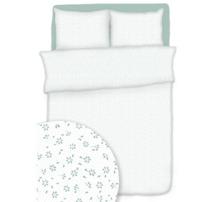 Pościel 100% BAWEŁNA KORA | 140x200cm (poszwa) + 1x 70x80cm (poszewka) | NOWA ŁACZKA SZAŁWIA NA BIELI 