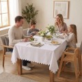 Obrus plamoodporny GŁADKI BIAŁY WYKOŃCZENIE W ZĄBEK