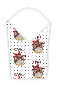 Rożek becik dla dziecka 80x80cm otulacz SÓWKI