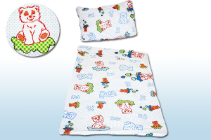 Pościel 100% BAWEŁNA Renforce DLA DZIECI | 135x100cm (poszwa) + 1x 40x60cm (poszewka) | Do łóżeczka, przedszkola, żłobka | Wykończenie satynowe | MISIE NIEBIESKIE