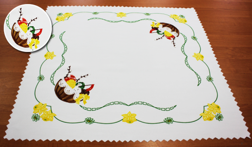 BIEŻNIK WIELKANOCNY (ŚWIĄTECZNY) NA STÓŁ I ŁAWĘ 75x75cm NAKŁADKA KOSZYK