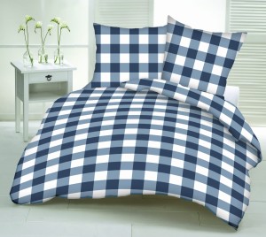 Pościel 100% BAWEŁNA Renforce | 160x200cm (poszwa) + 2x 70x80cm (poszewki) | Wykończenie satynowe | KRATA GRANAT