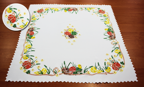 BIEŻNIK WIELKANOCNY (ŚWIĄTECZNY) NA STÓŁ I ŁAWĘ 75x75cm NAKŁADKA GNIAZDO