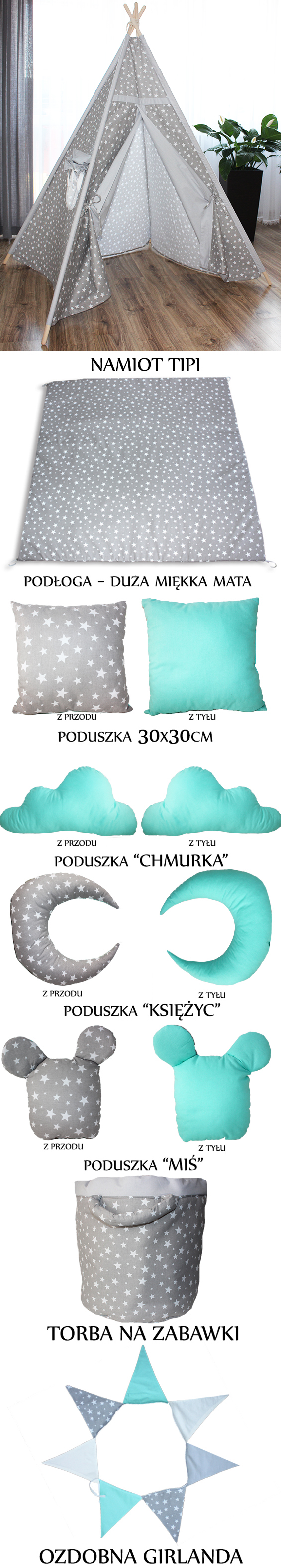 Elementy zestawu Namiot TIPI