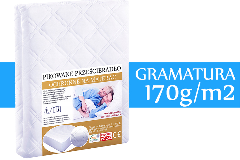 Pikowane prześcieradło ochronne Gramatura:170g/m2